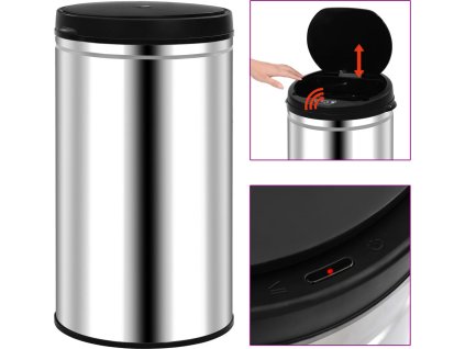 Odpadkový koš s automatickým senzorem 60l uhlíková ocel [322695] (Barva Stříbrná)