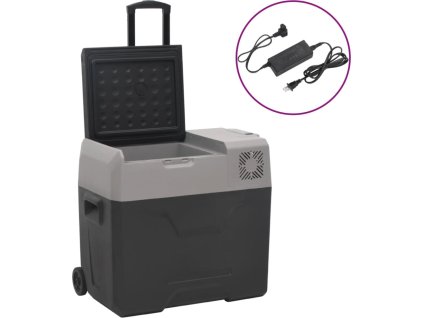Chladicí box s kolečky a adaptérem černý a šedý 40 l PP [3154636]