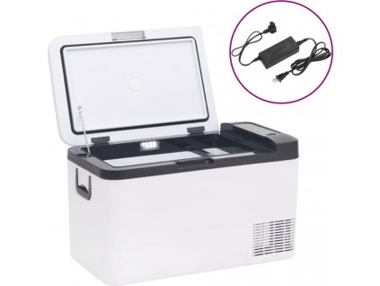 Chladicí box s rukojetí a adaptérem černý a bílý 25 l PP a PE [3154634]