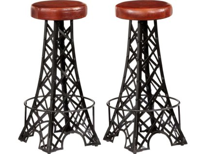 Barové stoličky 2 ks pravá kůže [247659] (Barva Hnědá)