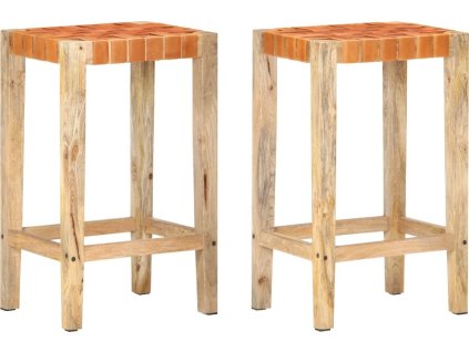 Barové stoličky 2 ks pravá kůže 75 cm [321830] (Barva Hnědá)