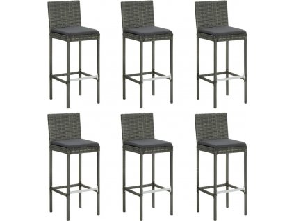 Barové stoličky s poduškami 6 ks polyratan [362579]