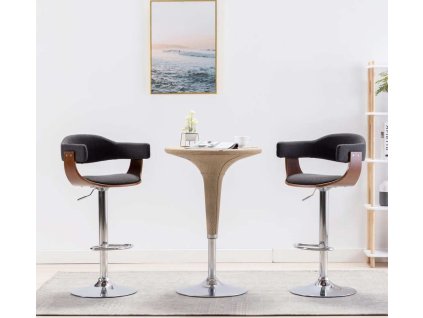 Barové stoličky 2 ks černé ohýbané dřevo a umělá kůže [283115]
