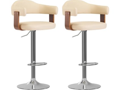 Barové stoličky 2 ks ohýbané dřevo a umělá kůže [327335] (Barva krémová a tmavě hnědá)
