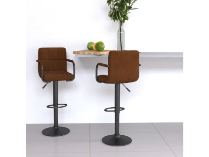 Barové židle 2 ks samet [334657] (Barva Hnědá)