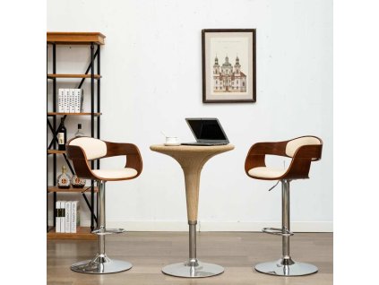 Barové židle 2 ks ohýbané dřevo a textil [3052712] (Barva krémová a tmavě hnědá)