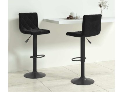 Barové stoličky 2 ks samet [333728] (Barva Černá)