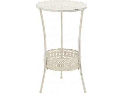 Bistro stolek ve vintage stylu kulatý kovový 40 x 70 cm bílý [245938]
