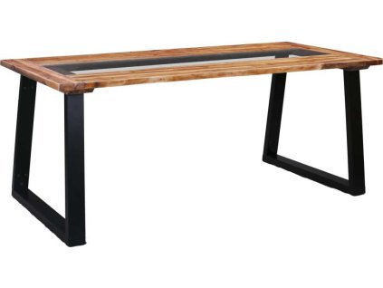 Jídelní stůl 180 x 90 x 75 cm masivní akáciové dřevo a sklo [288067]
