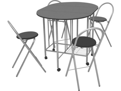 Pětidílný jídelní set skládací, MDF [243902] (Barva Černá)