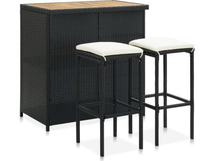 3dílný barový jídelní set polyratan [313473] (Barva Černá a hnědá)