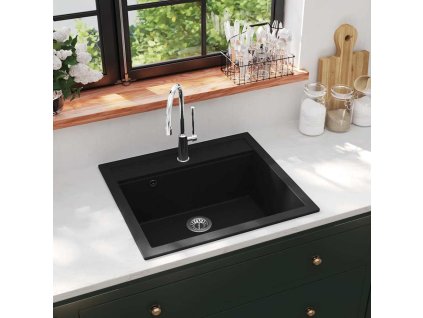 Kuchyňský dřez single žulový [142954] (Barva Černá)