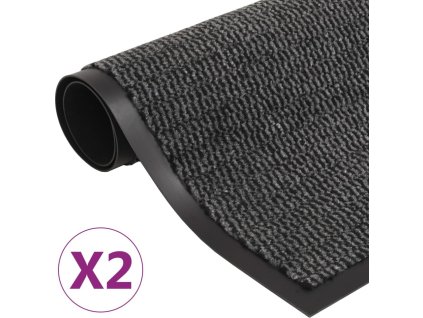 Protiprachové obdélníkové rohožky 2 ks všívané 60 x 90 cm [3051605] (Barva Antracitová)