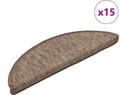 Schodové rohože 15 ks 56x17x3 cm ové půlkulaté [326898] (Barva Světle hnědá)