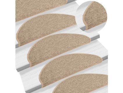 Schodové rohože 15 ks 65 x 21 x 4 cm ové půlkulaté velké [326902] (Barva Tmavě béžová)