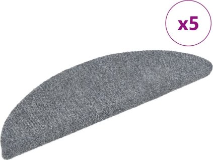 Schodové rohože samolepicí 5 ks 56 x 17 x 3 cm půlkulaté [149680] (Barva Světle šedá)