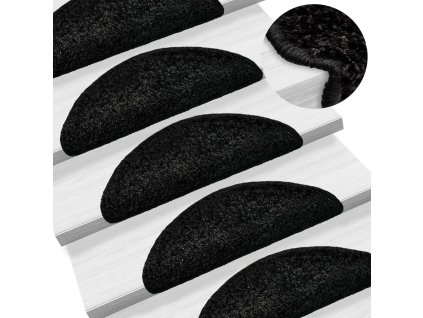 Schodové rohože 10 ks 56 x 17 x 3 cm půlkulaté [149785] (Barva Černá)