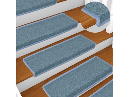 Schodové rohože 15 ks 65 x 21 x 4 cm s obdélníkovým okrajem [326194] (Barva Mořská modrá)