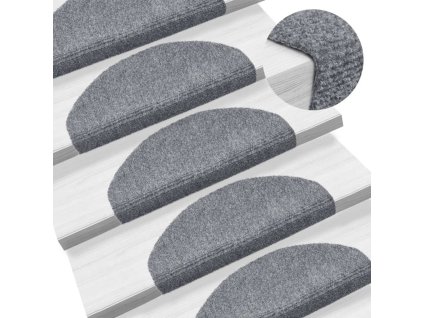 Schodové rohože samolepicí 15 ks 65 x 21 x 4 cm , půlkulaté, velké [132699] (Barva Světle šedá)
