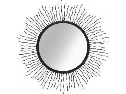 Nástěnné zrcadlo Zářící slunce 80 cm černé [245924]
