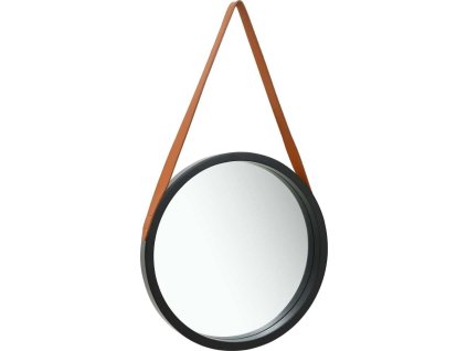 Nástěnné zrcadlo s popruhem 50 cm [320367] (Barva Černá)