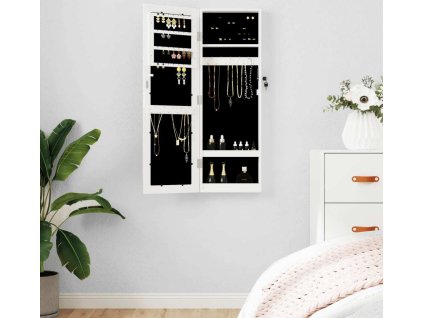 Zrcadlová šperkovnice nástěnná 30 x 8,5 x 90 cm [353211] (Barva Bílá)