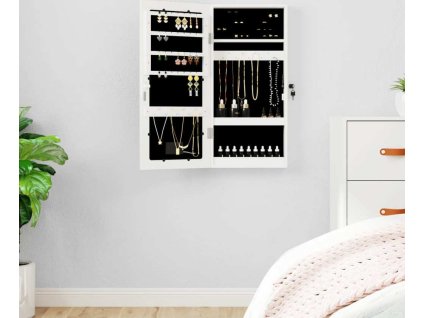 Zrcadlová šperkovnice s LED světly nástěnná [353247] (Barva Bílá)