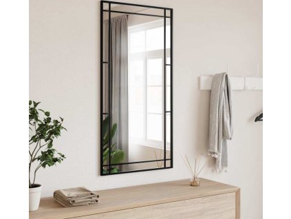 Nástěnné zrcadlo černé 50 x 100 cm obdélník železo [358630]