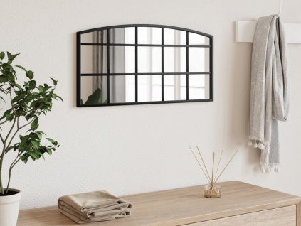 Nástěnné zrcadlo černé 60 x 30 cm oblouk železo [358636]