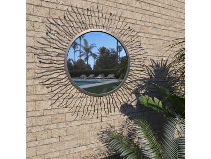 Zahradní nástěnné zrcadlo zářící slunce 80 cm [275612]