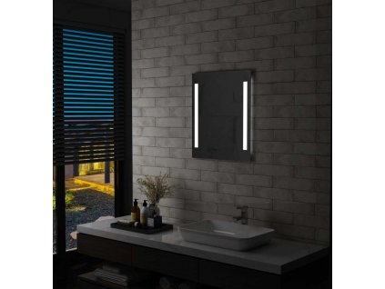 Koupelnové nástěnné zrcadlo s LED světlem a policí 50 x 70 cm [144714]