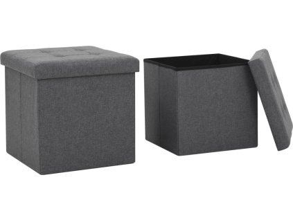 Skládací úložné stoličky 2 ks umělý len [247079] (Barva Tmavě šedá)