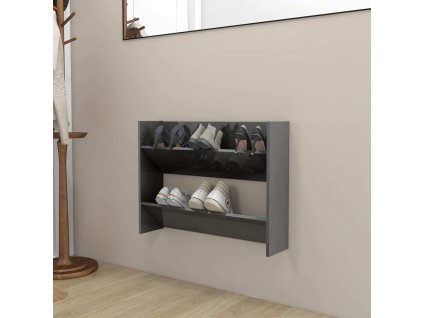 Nástěnný botník 80 x 18 x 60 cm kompozitní dřevo [806757] (Barva šedá s vysokým leskem)