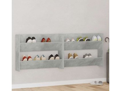 Nástěnné botníky 2 ks 80 x 18 x 60 cm dřevotříska [806746] (Barva Šedá)