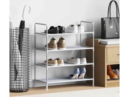 Botník se 4 policemi kov a netkaná textilie [330042] (Barva Stříbrná)