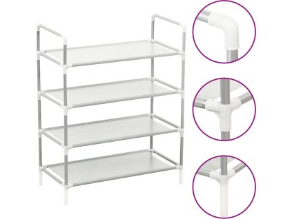 Botník se 4 policemi kov a netkaná textilie [330042] (Barva Stříbrná)