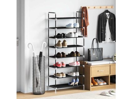 Botník s 8 policemi kov a netkaná textilie [245629] (Barva Černá)