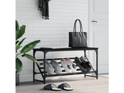 Botník 90 x 30 x 45 cm kompozitní dřevo [833418] (Barva Černá)