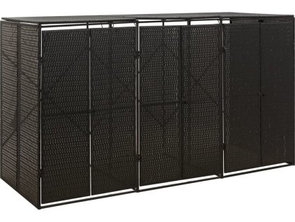 Přístřešek na tři popelnice 207 x 80 x 117 cm polyratan [319862] (Barva Černá)