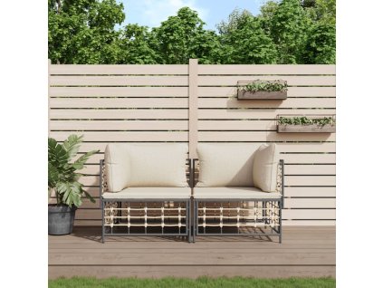 Sekční rohové pohovky s poduškami 2 ks polyratan [3186690] (Barva polštáře Béžová)