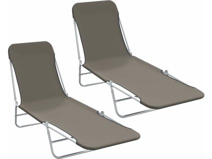 Skládací zahradní lehátka 2 ks ocel a látka [44302] (Barva Šedá)