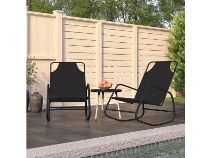 Houpací lehátka 2 ks ocel a textilen [318140] (Barva Černá)