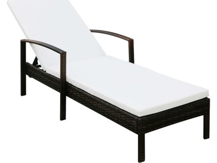 Zahradní lehátko s poduškou polyratan [42941] (Barva Hnědá)