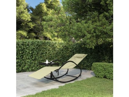 Houpací lehátko ocel a textilen [318118] (Barva Krémová)