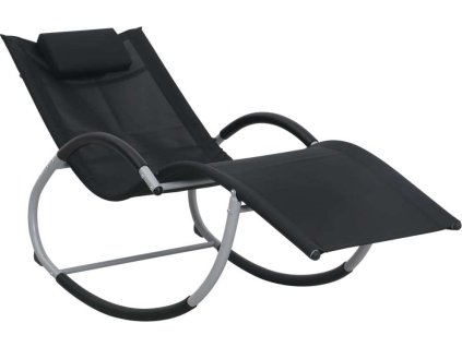 Zahradní lehátko s polštářkem textilen [47788] (Barva Černá)