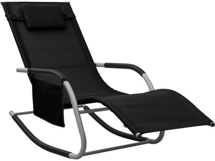 Zahradní lehátko textilen [310505] (Barva Černá a šedá)