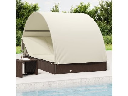 Lehátko s kulatou střechou pro 2 211x112x140 cm polyratan [319653] (Barva Hnědá)