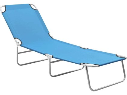 Skládací opalovací lehátko práškovaná ocel [310329] (Barva tyrkysově modrá)