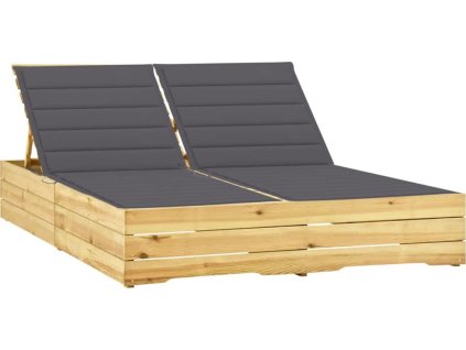 Dvojité lehátko s poduškami impregnovaná borovice [3065969] (Barva Antracitová)