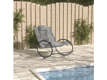 Zahradní lehátko s polštářem ocel a textilen [317584] (Barva Šedá)